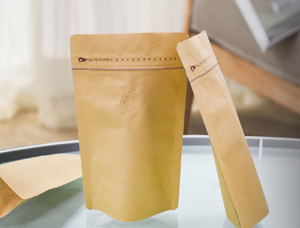 Kraft stand-up pouches with resealable closures